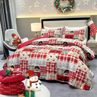 Christmas Quilt Set Red Xmas Tree Snowflake King Size Rustic Lodge Deer