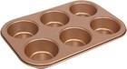 Toaster Oven 6 Cup Muffin Pan Nonstick Ceramic Coated  rose Gold 