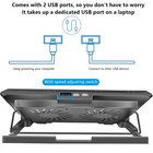 Fobelec Laptop Cooling Pad 2 Fans Led Lights 2 Usb Ports 5 Height Metal Mesh
