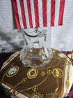 Antique Water Pitcher Edwardian Art Nouveau Clear Glass Silver Overlay  Pretty  