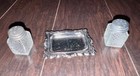 Vintage Mini Cut Glass   Silver Plated Salt   Pepper Shaker With Matching