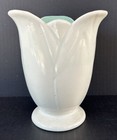 Vintage Rumrill Pottery Vase 7   389 White With Turquoise Interior Mid Century