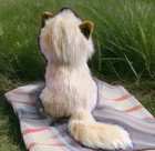 Vintage Walmart 13  Sitting Siamese Brown Tan Stuffed Plush Cat W brown Bow