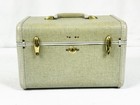 Vintage Blue-gray Tweed Samsonite Streamlite Train Case Overnight Luggage