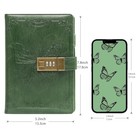Diary With Lock  Leather Locking Journal For Women  Butterfly  A5 A5-green