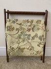 Vintage Stand Up Cloth Bag Folding Wood Sewing Knitting Yarn Craft Basket
