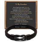Men s Genuine Leather Braided Bracelet Stainless Steel Magnetic Buckle Bangle