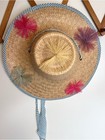 Vintage 1950s Straw Sun Hat With Raffia Details - Rare Mid-century Mcm