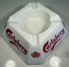 Vintage Carlsberg Beer Advertising Ashtray White Milk Glass Opalex Made France