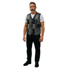 Vintage G  Boss Patchwork Wool   Leather Vest Gray Black Geometric     Size L