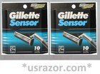 20 Gillette Sensor Razor Blades Cartridges Refills Fit Excel 3 Shaver Handle 10 