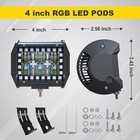 4x4  Inch 60w Led Work Light Bar Pods Rgb Halo Chasing With Remote Control Kit
