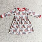 Holiday Party Gift Adorable Christmas Santa Long Sleeve Dress Baby Girls Clothes