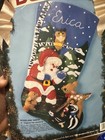 Vintage 1993 Bucilla Woodland Santa 18  Felt Christmas Stocking Kit  83006 Read