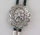 Sterling Silver Ornately Stamped Scalloped Southwestern Bolo Tie