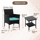 3 Piece Wicker Patio Furniture Set Rattan With Chairs Table For Outdoor Blue