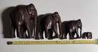 Four Carved Wooden Elephants 