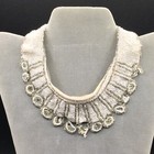 Baar   Beards Vintage Hand Made W  Germany White Beaded Sweater Collar Tattered