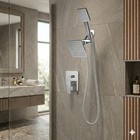 Bathroom 2 In 1 Rain Shower Head   Handheld Shower System 3-way Diverter Chrome