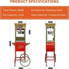 12oz Popcorn Machine Cart Popcorn Maker With Wheels W  Stainless Steel Kettle