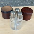 Vintage Triple Decanters   Leather Case Shot Glasses Travel Bar Set Gin Whiskey