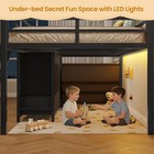 Low Loft Bed Twin Size 3 Storage Drawers tier Kids Bookshelf 5 Open Cubbies 2led