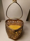 Vintage Gold Gilt Ormolu Heart Shaped Trinket Jewelry Casket Beveled Glass 4 5 