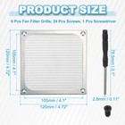6pcs 120mm Fan Filter Grills Aluminum Frame Mesh With Accessories Silver
