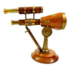 8   Nautical Antique Double Barrel Telescope Brass W  Stand Beautiful Home Decor