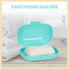 1pcs Portable Travel Soap Dish Box Soap Holder With Cover For Camping Gym Blue
