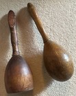 2 Vintage Wooden Darning Eggs Sewing Tool Mending Notions 1 With Flat End Nice 