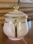 Limoges Giraud Sugar Bowl With Lid   Handle Rose Petal Gold Rim 3 1 2    Tall