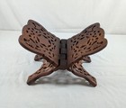 Vintage Carved Teak Wood Folding Stand Book Bible Cookbook Holder Mid Century