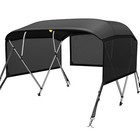 Large Bimini Top 4 Bow Boat Cover 91  - 96  Wide 8ft Long With Poles 3 Mesh Side