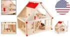 Customizable 2-story Wooden Dollhouse Playset With Furniture   Dolls - 15 75   