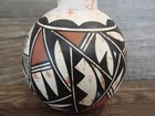 Native American Acoma Indian Hand Painted Fine Line Ornament By T  Sal