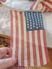 Old Antique Early 48 Star Flag String   Banner Bunting 17-us Flag Muslin