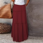 Women s Solid Color Skirts Ruffled Layered Skirt High Waist Elasticated