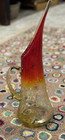 Kanawha Mcm Crackle Glass Amberina Ombre 13 75  Pitcher Hand Blown Orange Red Eu