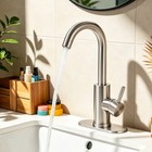 Brushed Nickel Bathroom Sink Faucet 1handle Lavatory Vanity Mixer Tap With Drain