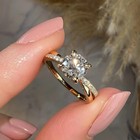 1ct Lab Grown Diamond Solitaire Ring cross Band Diamond Wedding Ring 10k Gold