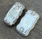 2 Antique Victorian Sterling Silver Match Safe Vesta Cases Owl Case
