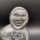Vintage Canadian Inuit Soapstone Carving  Fisherman Hunter  Eskimo Art Igloo Tag