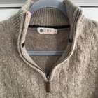 J Crew Sweater Mens Xl Gray Lambswool 1 4 Zip Cable Knit Mock Neck Preppy