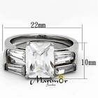 4 45 Ct Emerald Cut Zirconia Stainless Steel Engagement Wedding Ring Set Sz 5-10