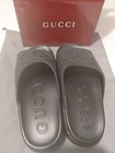 Gucci Black Logo Slide Sandals Rubber Upper Slip-on Unisex Adults Eu 39