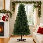 6ft Unlit Artificial Christmas Tree With 490 Tips And Stable Stand For Decor