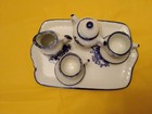 Toys Miniature Dollhouse Blue Porcelain 2 Place Setting 7pc Tea Set