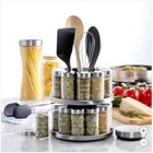 Kamenstein 20 Jar Revolving Spice Rack With Integrated Tool Caddy Shaker Jars