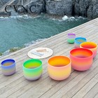 Cvnc 432hz   10 Cents 6-12  7 Pc Rainbow Colored Crystal Singing Bowl Chakra Set